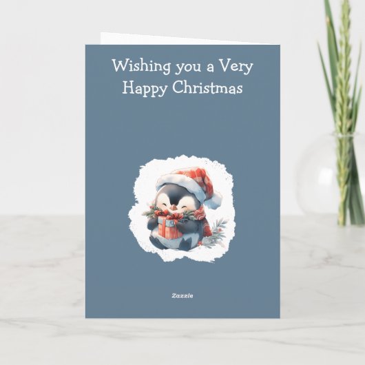 Met liefde neefje pinguïn grijze kerst feestdagen kaart (Achterkant)