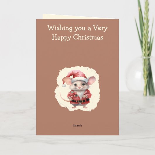 Met liefde nichtje muis bruine kerst feestdagen kaart (Achterkant)