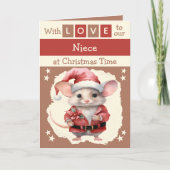 Met liefde nichtje muis bruine kerst feestdagen kaart (Voorkant)