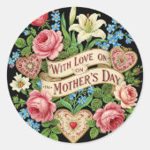 Met liefde op Moederdag Ronde Sticker (Voorkant)