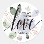 Met Liefde op Paarse Bloem Ronde Sticker (Voorkant)