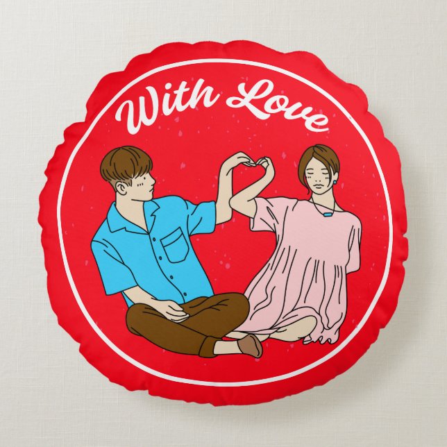 Met liefde – romantisch kussen met rond stel (Voorkant)