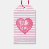 Met Liefde Roze Hart Strepen Gift Label Cadeaulabel (Voorkant)