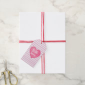 Met Liefde Roze Hart Strepen Gift Label Cadeaulabel (Met Touw)