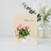 Met liefde roze rozen feestdagenkaart (Staand voorkant)
