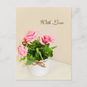 Met liefde roze rozen feestdagenkaart (Voorkant)