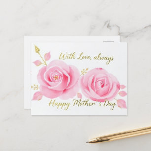 Met liefde roze rozen Moederdag mama Briefkaart