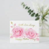Met liefde roze rozen Moederdag mama Briefkaart (Staand voorkant)