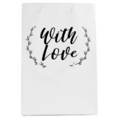 Met liefde rustieke groen bloemige takken bruiloft medium cadeauzakje (Voorkant)