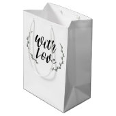 Met liefde rustieke groen bloemige takken trouwen medium cadeauzakje (Achterkant Gekanteld)