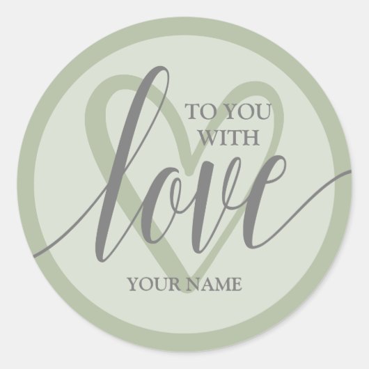 Met Liefde Sage Groen Ronde Sticker (Voorkant)
