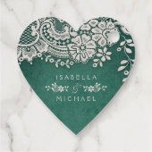 Met liefde smaragd elegant kant bedankjes labels (Achterkant)