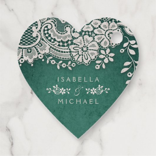 Met liefde smaragd elegant  kant bedankjes labels (Achterkant)