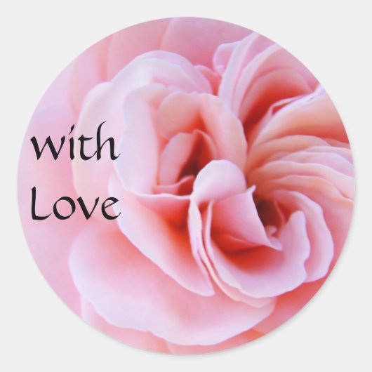 met Liefde stickers Roze Roos Bloem Spiraal (Voorkant)