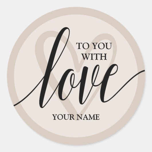Met Liefde Taupe Ronde Sticker (Voorkant)