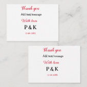 Met liefde toevoegen naam letter dank je wel toevo notitiekaartje (Voorkant / Achterkant)