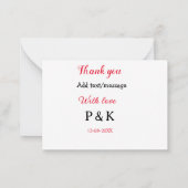 Met liefde toevoegen naam letter dank je wel toevo notitiekaartje (Achterkant)