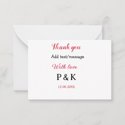 Met liefde toevoegen naam letter dank je wel toevo notitiekaartje (Voorkant)