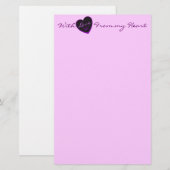 Met liefde uit mijn hart, paarse hartstilstand briefpapier (Voorkant / Achterkant)