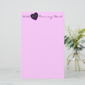 Met liefde uit mijn hart, paarse hartstilstand briefpapier (Staand voorkant)