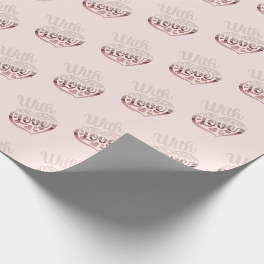 Met liefde Valentijn roos gouden harten roze Cadeaupapier (Hoek)
