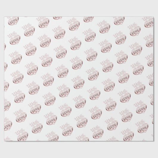 Met liefde Valentijn roos gouden harten wit Cadeaupapier (Vlak)