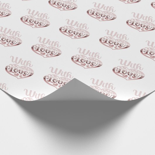 Met liefde Valentijn roos gouden harten wit Cadeaupapier (Hoek)