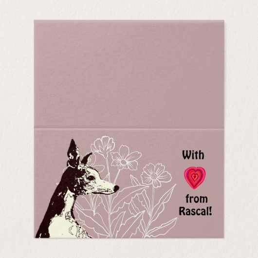 Met liefde van je Whippet Kaart (Buitenkant ongevouwen)