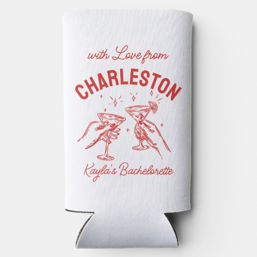 Met liefde van [jouw stad] 🍸 Custom Bachelorette Seltzer Blikjeskoeler (Achterkant)