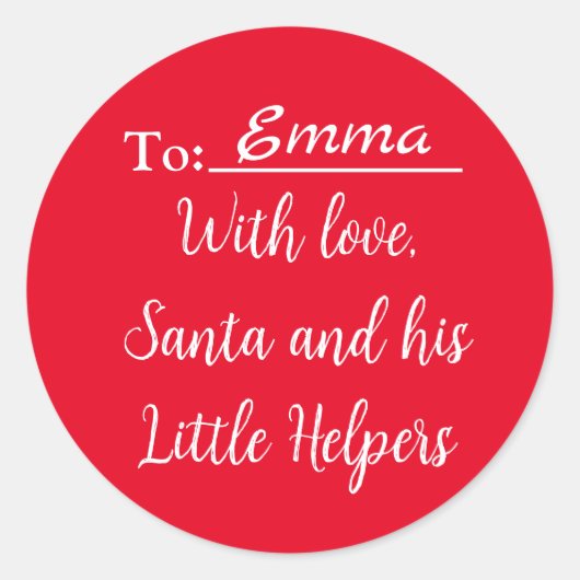 Met Liefde Van Santa en Zijn Kleine Helpers Ronde Sticker (Voorkant)