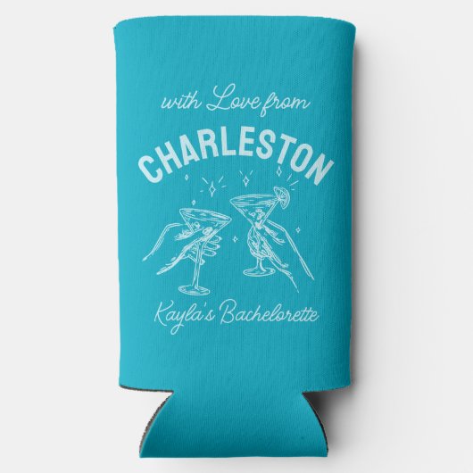 Met liefde van [Your City] Custom Bachelorette Seltzer Blikjeskoeler (Achterkant)