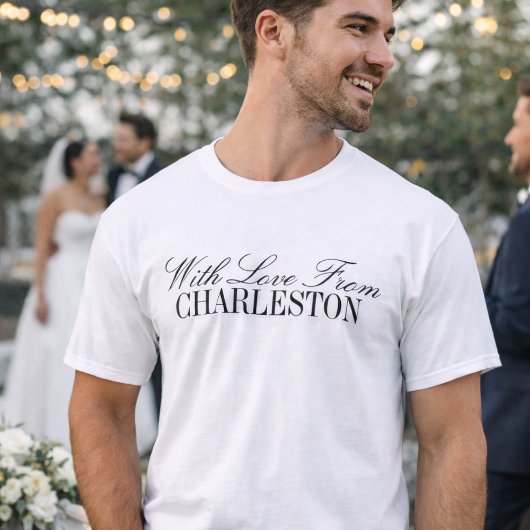 Met Liefde Vanuit Custom City Bruiloftsshirt Worp T-shirt