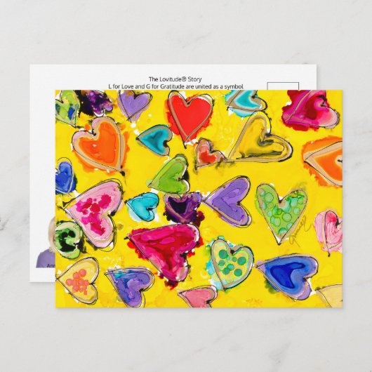 Met Liefde Vervulde Harten Ansichtkaart Briefkaart (Voorkant / Achterkant)