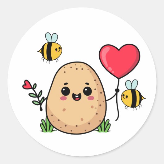 Met Liefde Verzonden Romantische Aardappel Ronde Sticker (Voorkant)