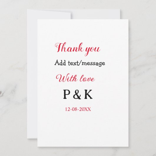 Met liefde voeg koppel naam brief toe dank je voeg kaart (Voorkant)