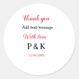 Met liefde voeg koppel naam brief toe dank je voeg ronde sticker