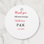 Met liefde voeg koppel naam letter toe dank je voe bedankjes labels (Achterkant)