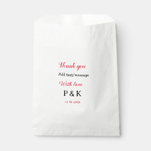 Met liefde voeg koppel naam letter toe dank je voe bedankzakje