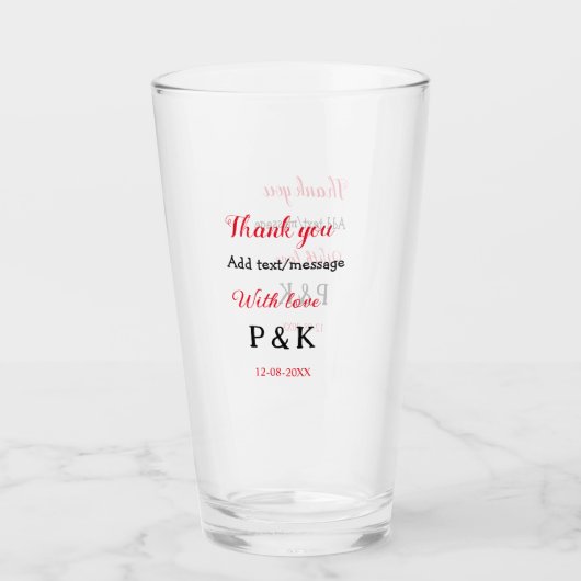 Met liefde voeg koppel naam letter toe dank je voe glas (Voorkant)