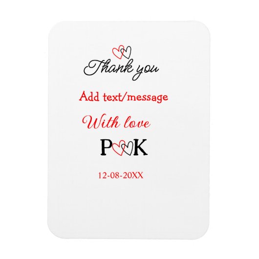 Met liefde voeg koppel naam letter toe dank je voe magneet (Verticaal)