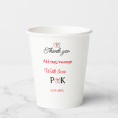 Met liefde voeg koppel naam letter toe dank je voe papieren bekers (Achterkant)