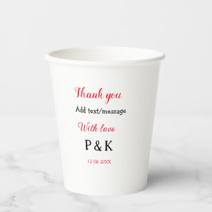 Met liefde voeg koppel naam letter toe dank je voe papieren bekers