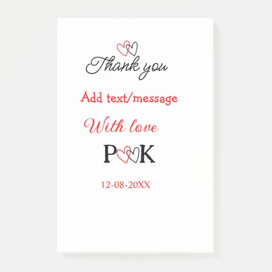 Met liefde voeg koppel naam letter toe dank je voe post-it® notes (Voorkant)