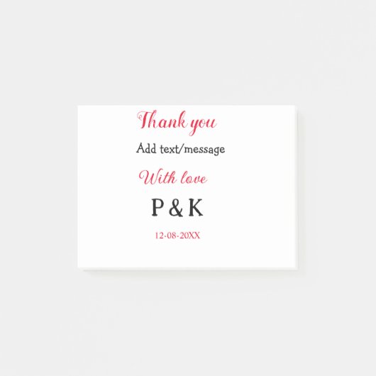 Met liefde voeg koppel naam letter toe dank je voe post-it® notes (Voorkant)