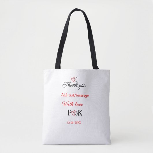 Met liefde voeg koppel naam letter toe dank je voe tote bag (Voorkant)