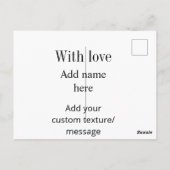 Met liefde voeg naam textuur aangepaste bericht ci briefkaart (Achterkant)