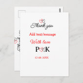 Met liefde voeg paar naam brief dank u toevoegen d briefkaart (Voorkant / Achterkant)