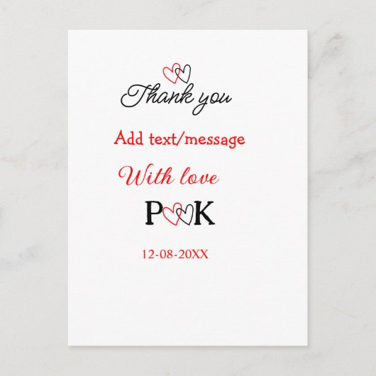 Met liefde voeg paar naam brief dank u toevoegen d briefkaart (Voorkant)