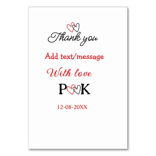 Met liefde voeg paar naam brief dank u toevoegen d kaart (Voorkant)
