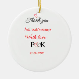 Met liefde voeg paar naam brief dank u toevoegen d keramisch ornament